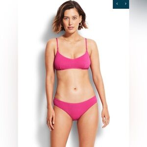 🤍 NWT Sea Folly Bikini Top Sea Dive Removable Cups White Gold Lux US Size 6